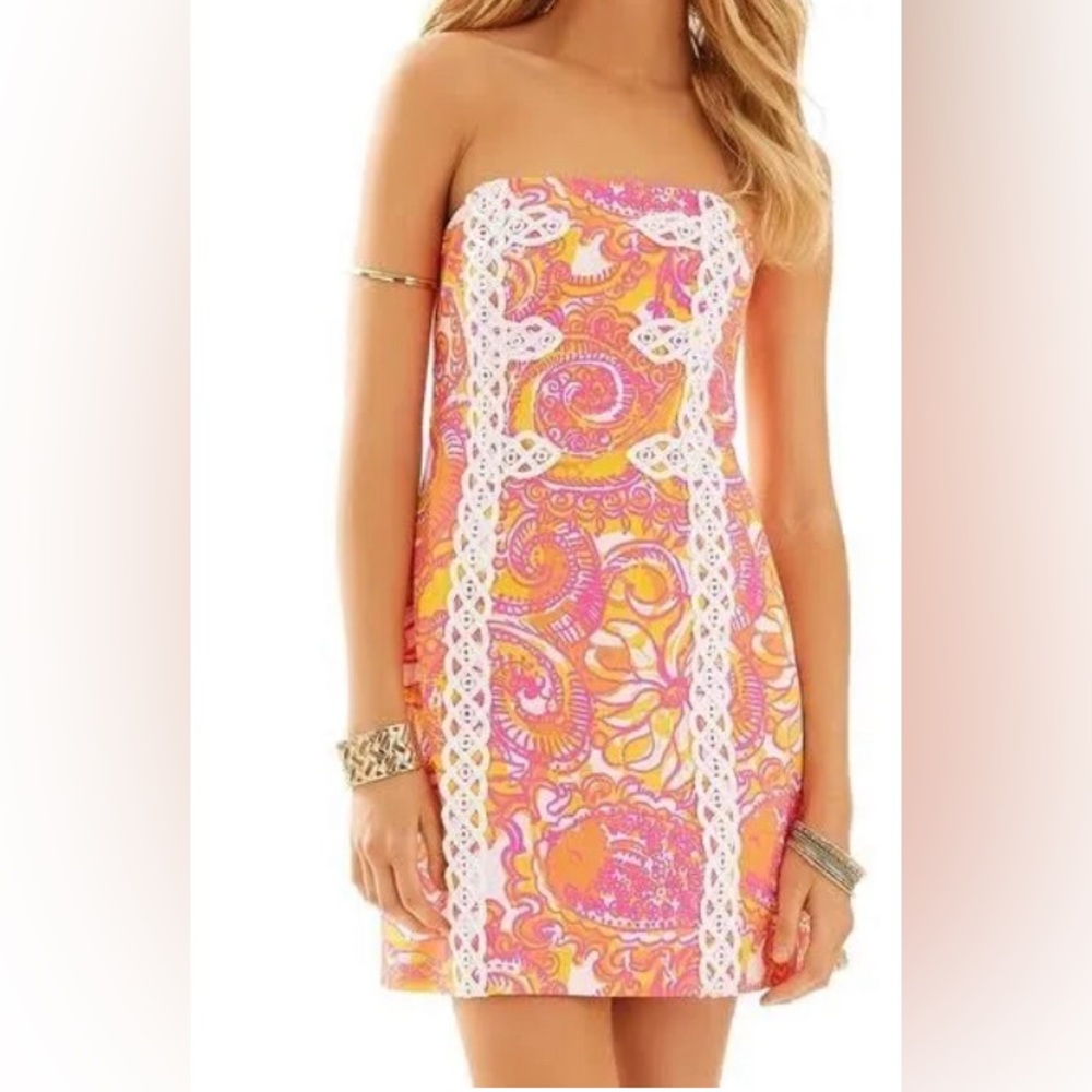 Lilly Pulitzer Tansy Dress in Sea and be Seen Sunshine Yellow NWOT Size 0